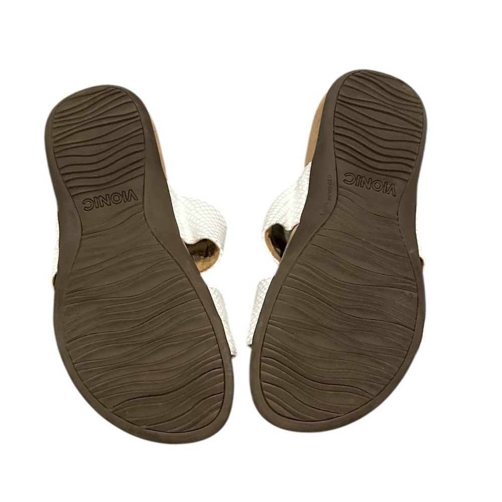 Vionic White Skylar Snakeskin Python Slide Goldto… - image 5